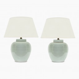 Pair of Light Celadon Lamps