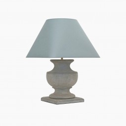 Gray Urn Shaped Wood Lamp