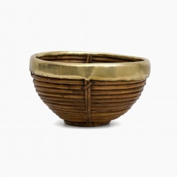 Rattan and Brass Basket