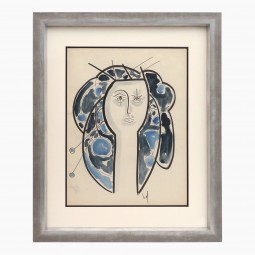 Whimsical Watercolor Painting of Female Head