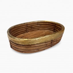 Rattan and Brass Oval Basket