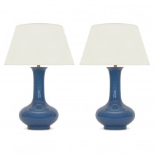 Pair of Blue Ceramic Lamps