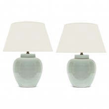 Pair of Light Celadon Lamps