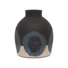 Black, Blue and White Stoneware Vase