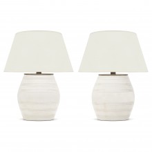 Ribbed White Ceramic Lamps