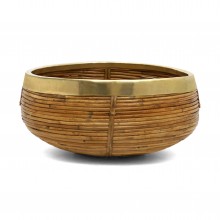 Rattan and Brass Circular Basket