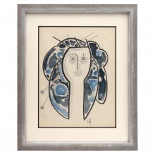 Whimsical Watercolor Painting of Female Head