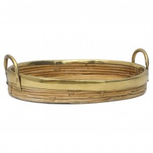 Rattan and Brass Oval Basket