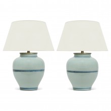 Pair of Light Blue Stoneware Lamps