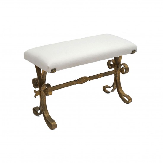 Gilt Iron Bench with Upholstered Seat