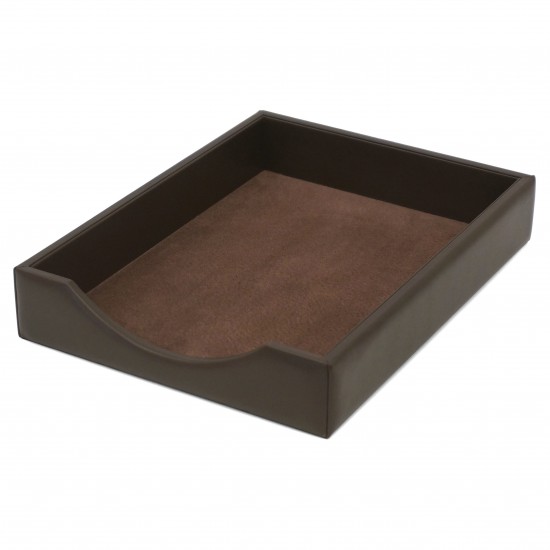 Italian Brown Leather Letter Tray