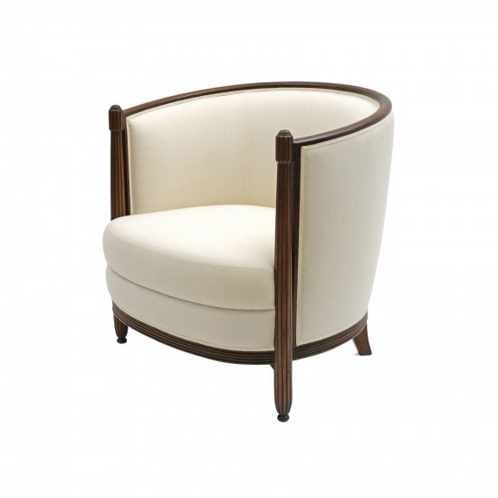 French Curved Back Chair with Ribbed Legs