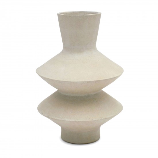 Matte White Ceramic Vase In Geometric Shapes By John Born B7179