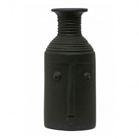 Black Ceramic Face Vase