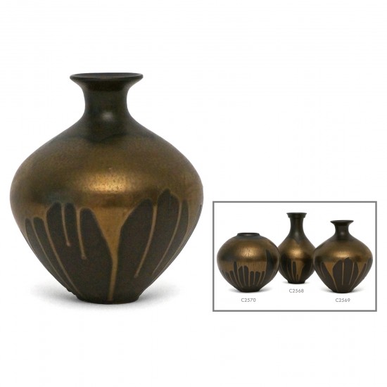 Black Stoneware Vase with Gold Glaze