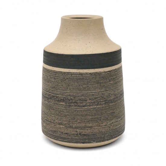 Black and Beige Stoneware Vase