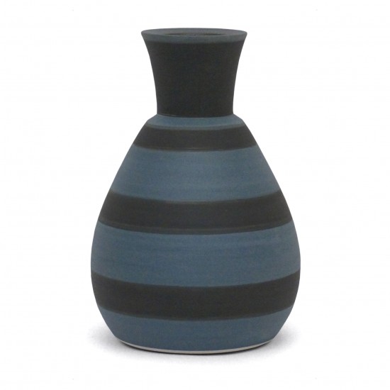 Blue and Black Stoneware Vase