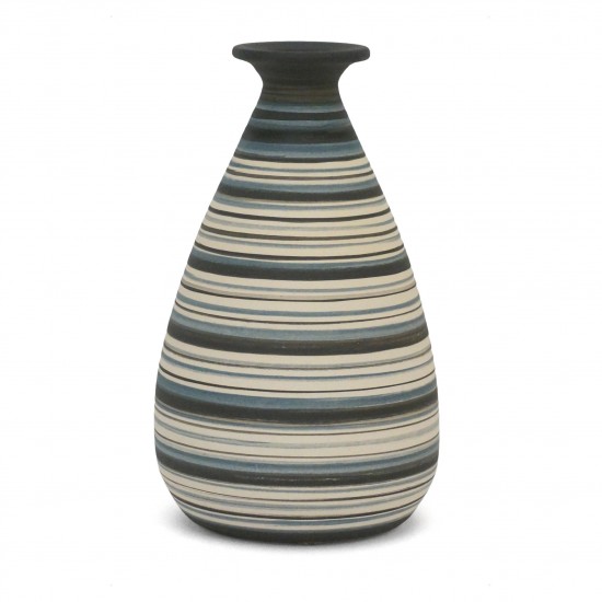 Black, Blue and White Stoneware Vase