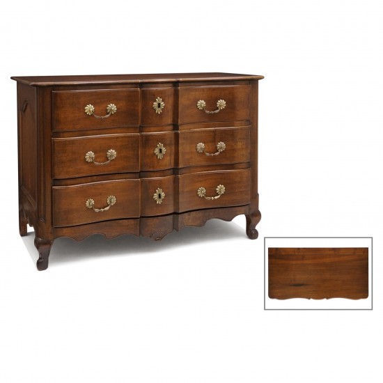 French Walnut Three Drawer Commode