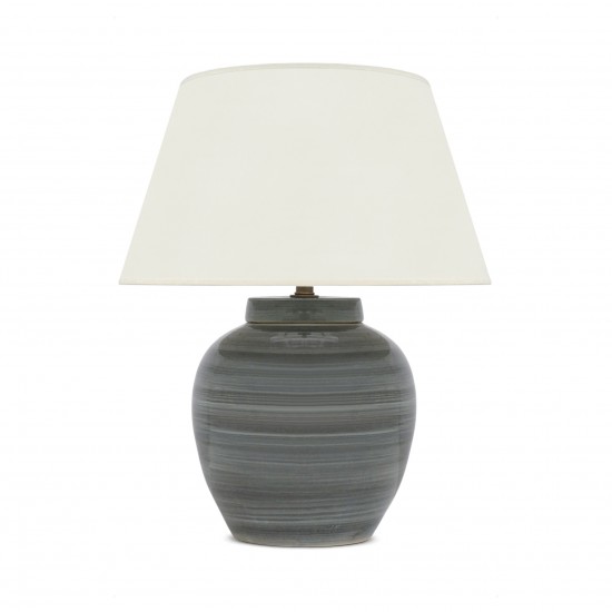 Gray Strie Ceramic Table Lamp